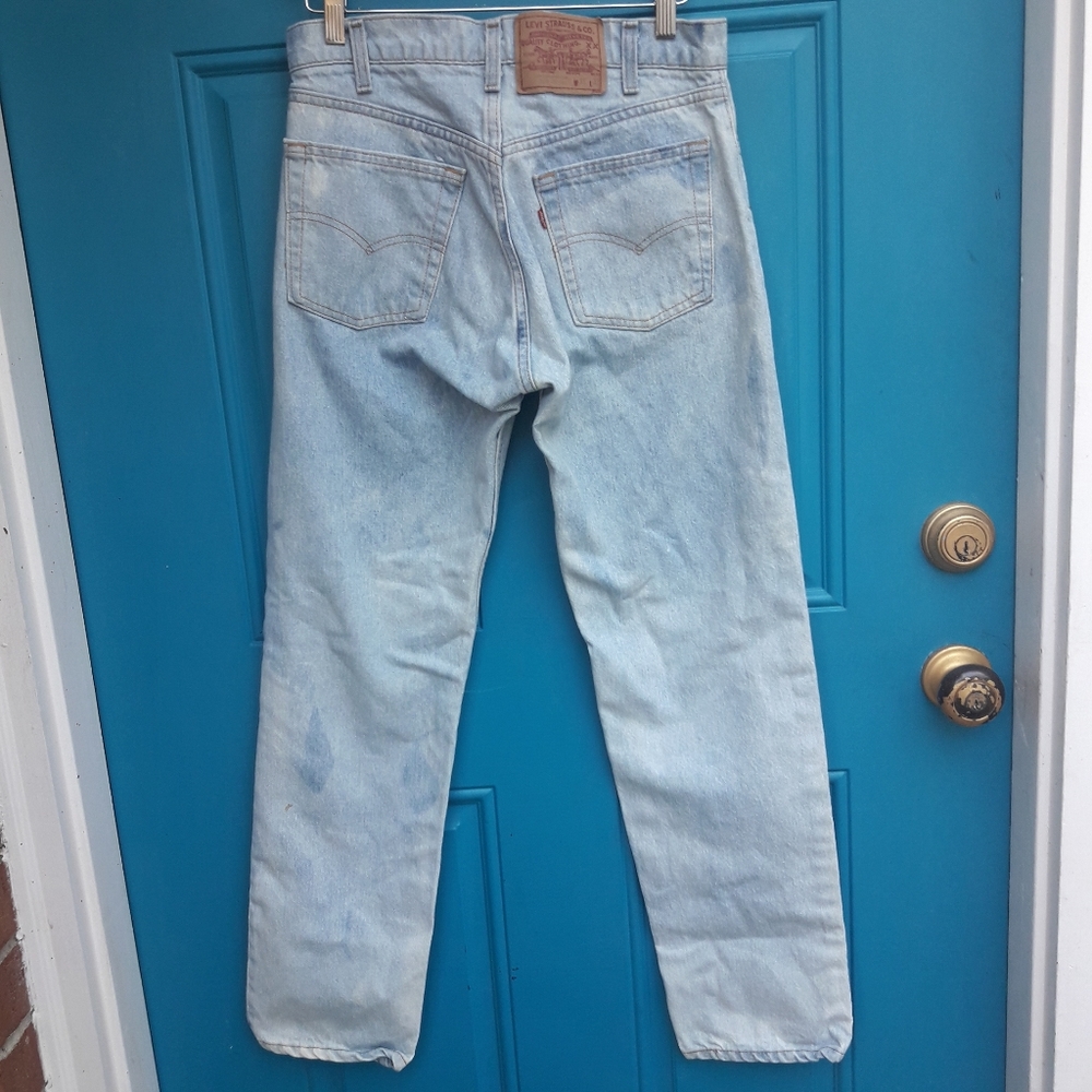 Vintage Levis Blue Jeans 505 Straight Leg Red Tag All Cotton Denim Size 31W 31L